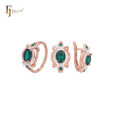 Luxurious interlocking CZs Rose Gold Jewelry Set with Rings