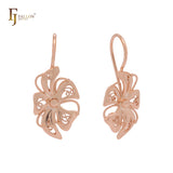 Butterfly filigree Rose Gold Wire Hook Earrings