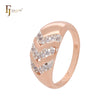 Chevron triple arrows of white CZs Rose Gold two tone Fashion Rings