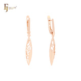 Marquise filigree drop Rose Gold Clip-On Earrings