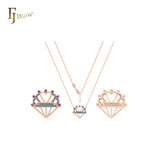 Heart with diamond sign of colorful czs 14K Gold, Rose Gold Necklace