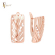 Window of filigree white CZs Rose Gold Clip-On Earrings