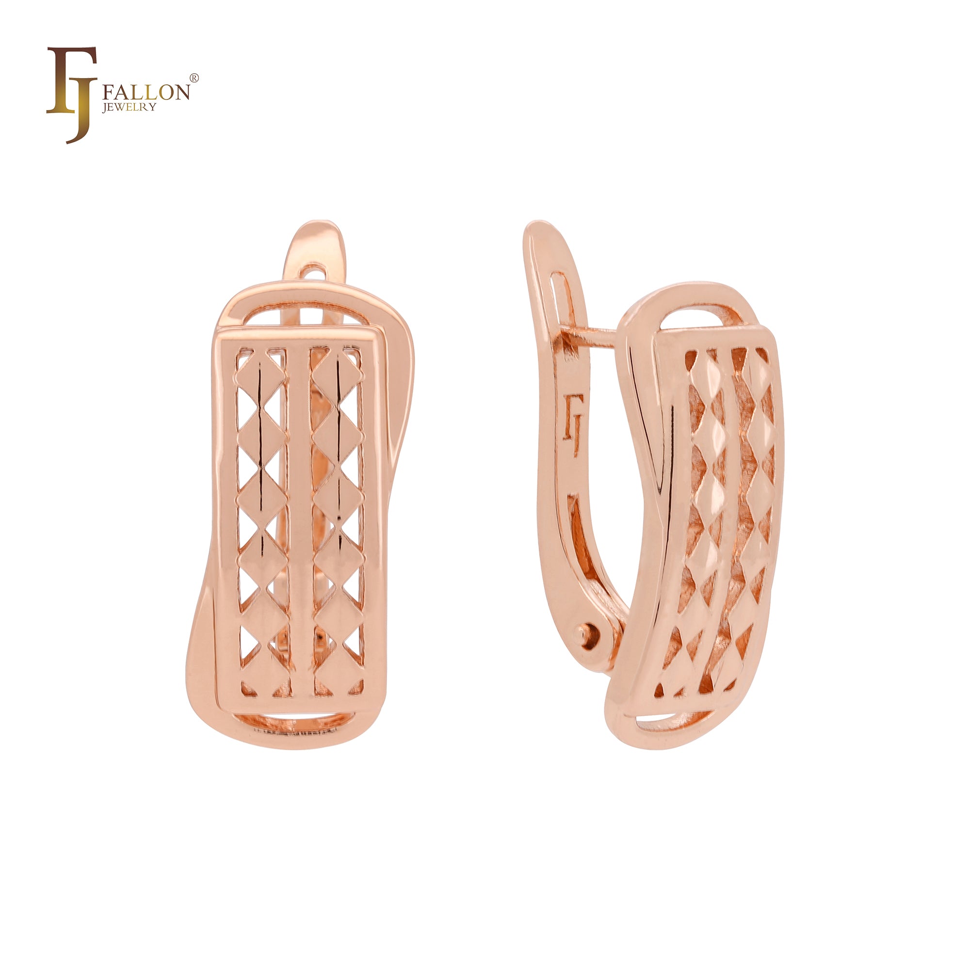 Multi Rhombus mesh Rose Gold Clip-On Earrings