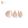 Wavy waves luxurious white CZs cluster Swan Queen Rose Gold two tone Jewelry Set with Rings