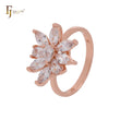 Cluster luxurious flower of marquise white or blue CZs sparkling Rose Gold Fashion Rings