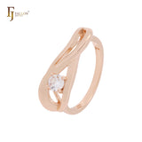 Twisted Ribbon on a white CZ Rose Gold Fashion Rings