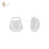 Glossy geometric bell shaped 14K Gold, Rose Gold, White Gold Stud Earrings