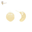 Curved banana shaped 14K Gold, Rose Gold, White Gold Stud Earrings