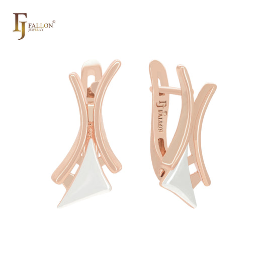 Geometric triangular Rose Gold two tone Clip-On Earrings