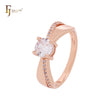 Solitaire and paved white CZs Rose Gold Fashion Rings