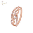 Multi twisted bands of white CZs Rose Gold Fashion Rings