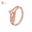 Angel's Wing with heart white CZ Rose Gold Fashion Rings