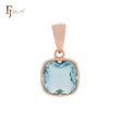 Cushion cut lake blue CZ solitaire Rose Gold Solitaire Pendant