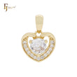 Petit tiny Heart shape halo white CZs 14K Gold Pendant