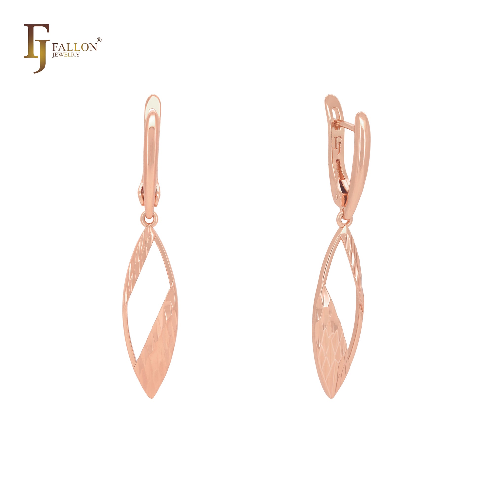 Marquise oval Rose Gold drop Clip-On Earrings