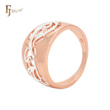 Phoenix feather filigree Rose Gold two tone Fashion Rings