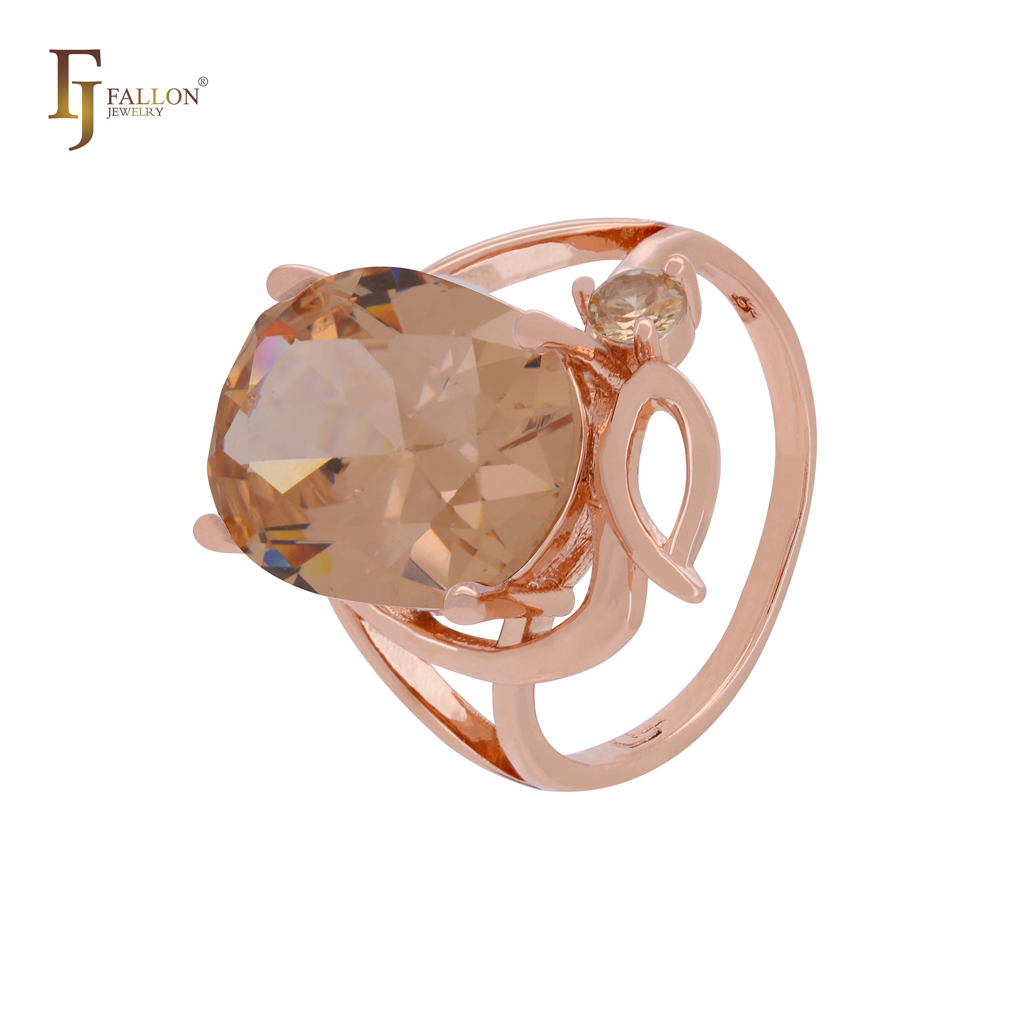 Giant oval big Solitaire white, Orange or lake blue CZ Luxurious Rose Gold Fashion Rings