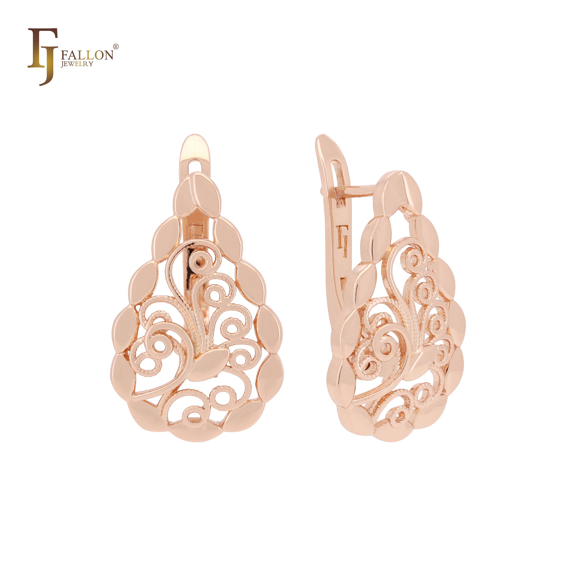 Marquise and filigree embraced Rose Gold Clip-On Earrings