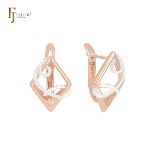 Oval frame with silver braches Rose Gold two tone Clip-On Earrings