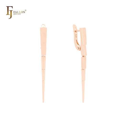 Oval cones layered drop Rose Gold Clip-On earrings