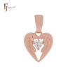 Angel's Wing with heart white CZ Rose Gold Fashion Pendant