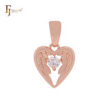 Angel's Wing with heart white CZ Rose Gold Fashion Pendant