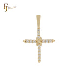 Cluster center knotted Latin christian 14K Gold cross pendant