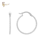 Rounded Alternative rope textuted 14K Gold, Rose Gold Hoop Earrings