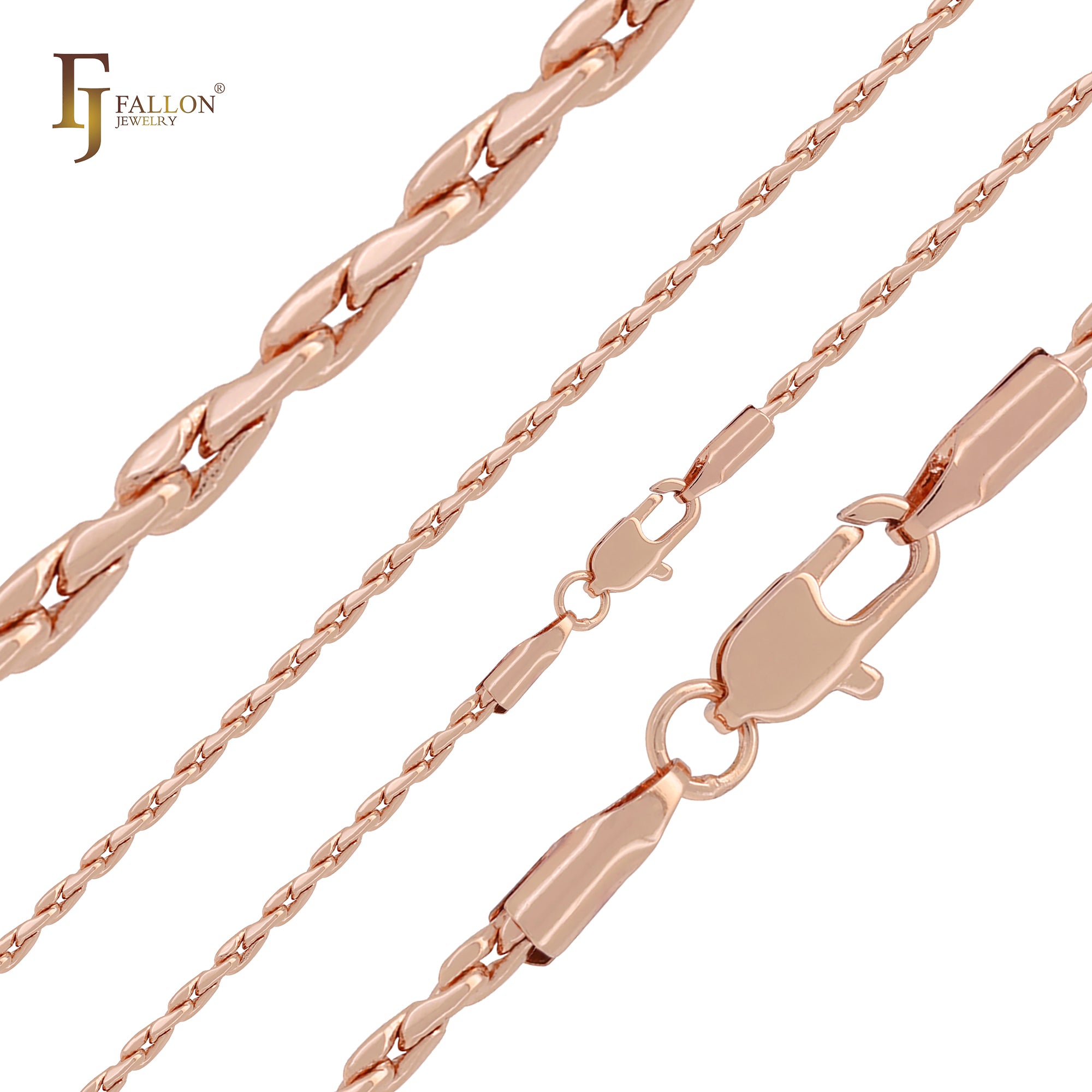 Oval teardrop hollow fancy link Rose Gold chains