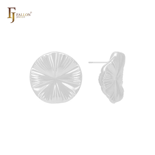 Irregular lotus leave shaped  14K Gold, Rose Gold, White Gold Stud Earrings