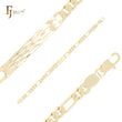 Rhombus textured Figaro link 14K Gold Men's ID Bracelets