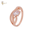 Elegant ribbon of oval white CZ solitaire Rose Gold Fashion Rings