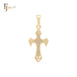 Pointed tip cluster white CZs 14K Gold Latin Cross Pendant