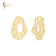 Irregular hollow circle shaped 14K Gold, Rose Gold, White Gold Stud Earrings