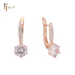 Elegant Rounded Round CZ cubic zirconia Rose Gold Clip-On Earrings