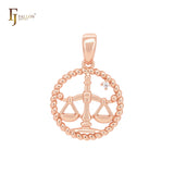 Oval rope of twisted beads circle constellation zodiac Rose Gold Pendant