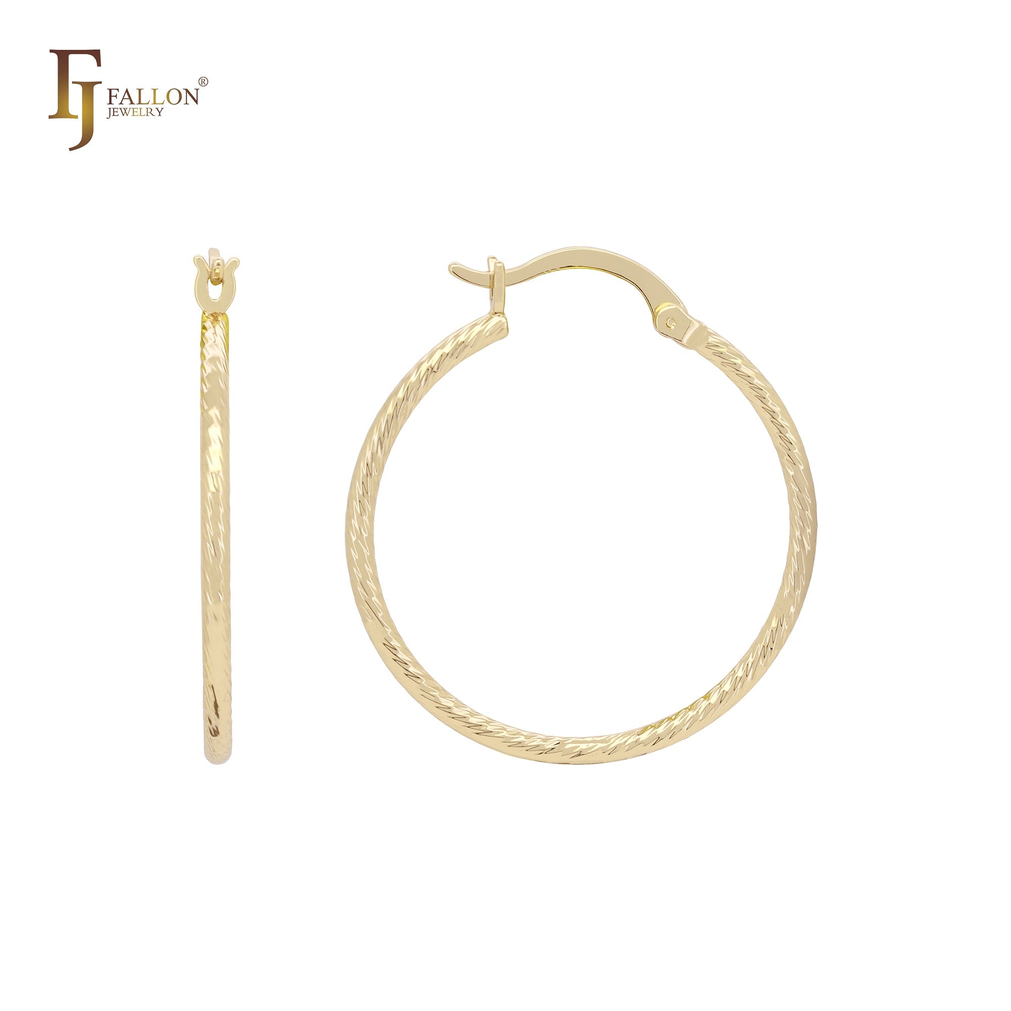 Twisted tiny rope textured minimalism elegant 14K Gold, Rose Gold Hoop Earrings