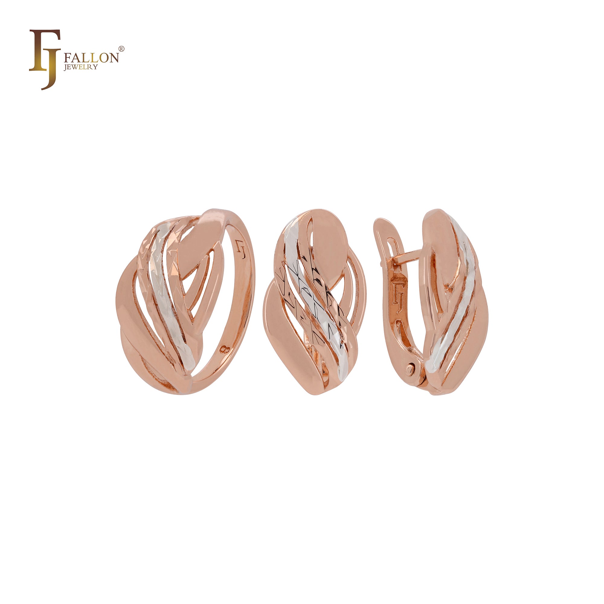 Thousand Rows Rose Gold two tone Jewelry Set with Rings