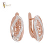 Oval cloudy waves of filigree Rose Gold two tone Clip-On Earrings