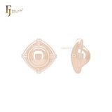 Oval rhombus snail shape 14K Gold, Rose Gold, White Gold Stud Earrings