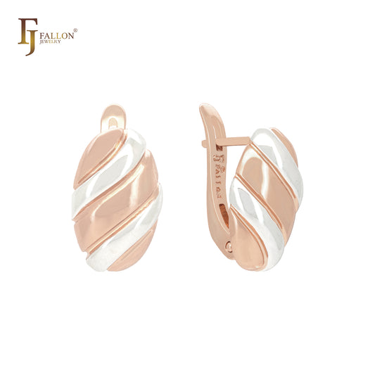 Oval twisted textured Rose Gold two tone Clip-On Earrings