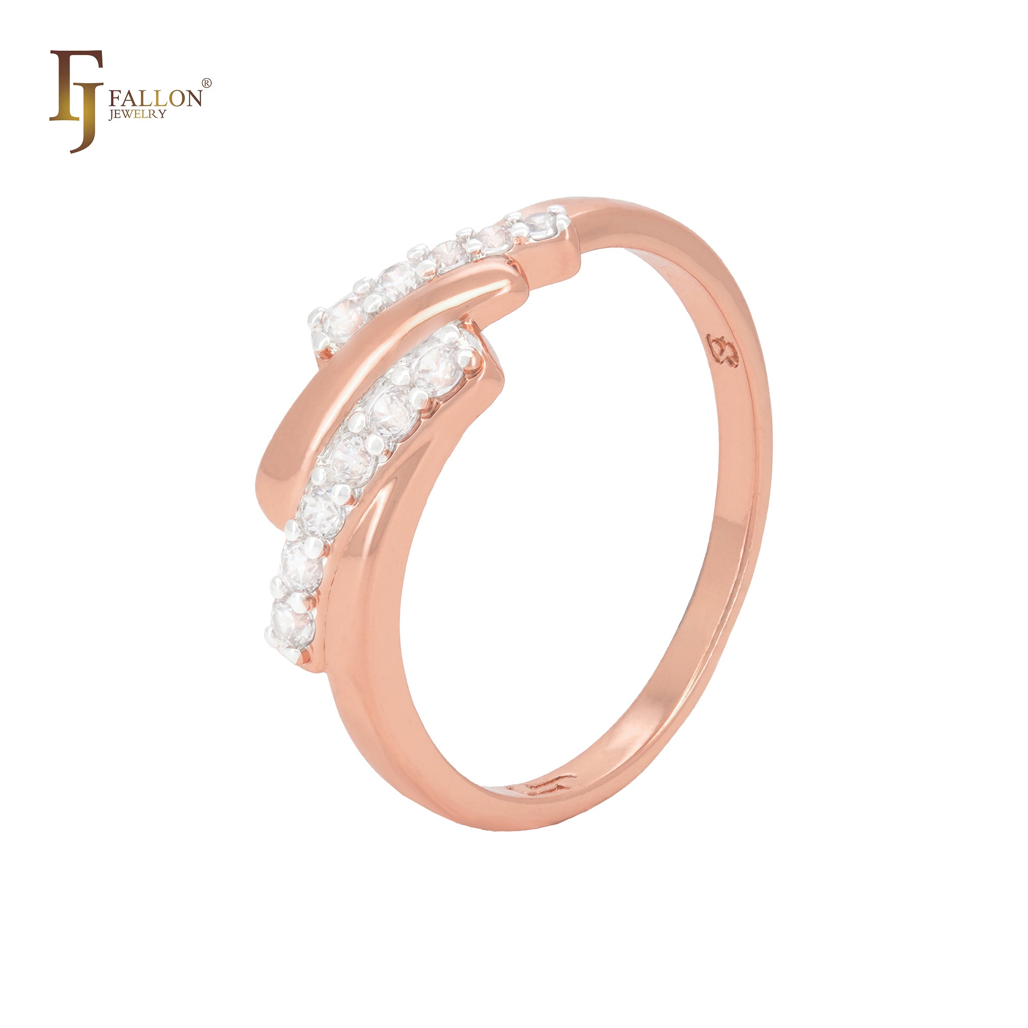 Four rows with white Czs Rose Gold two tone Fashion Rings