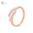 Four rows with white Czs Rose Gold two tone Fashion Rings