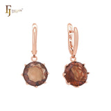 Solitaire big drop colorful clawed CZ Rose Gold Clip-On Earrings