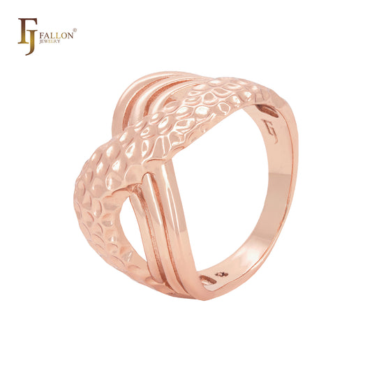 Interlocking Crossing geometric 14K Gold, Rose Gold Fashion Rings