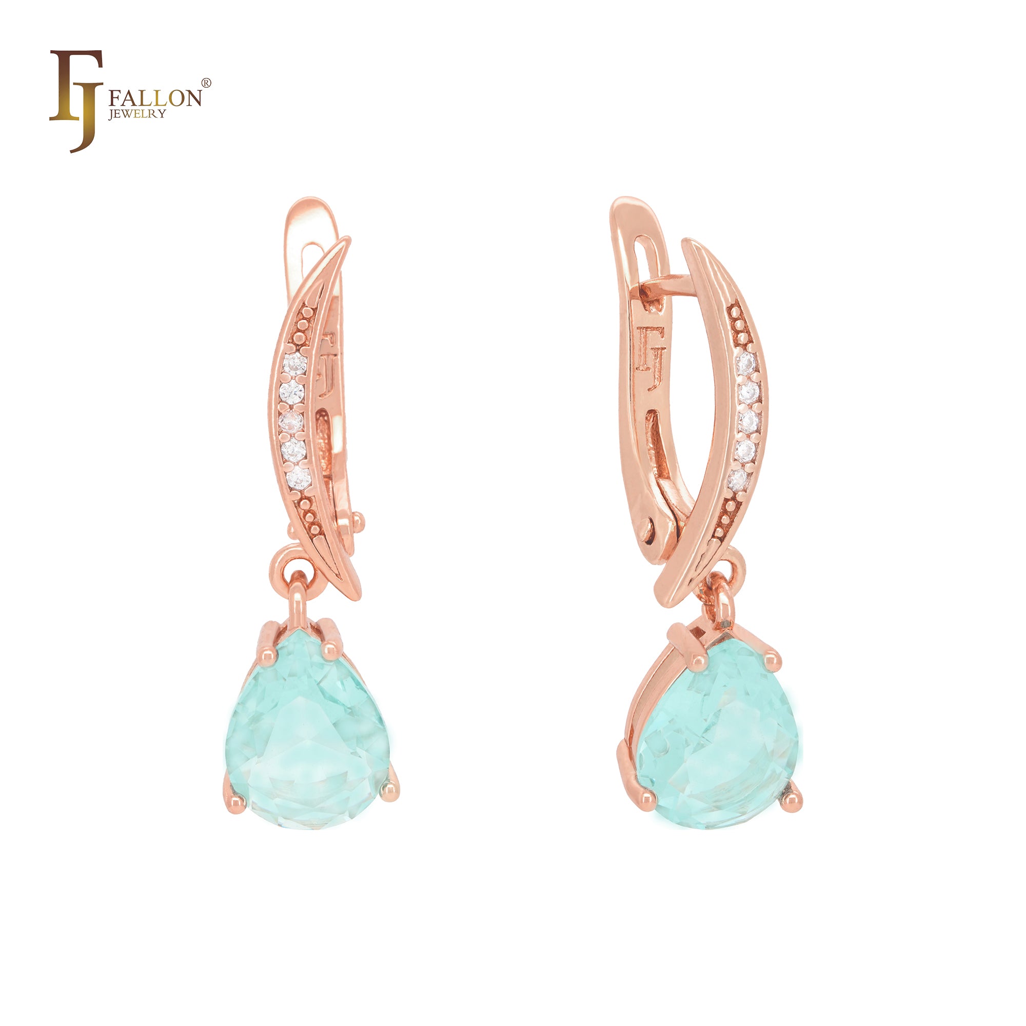 Moon shape with Pear white Solitaire CZ Rose Gold Clip-On Earrings