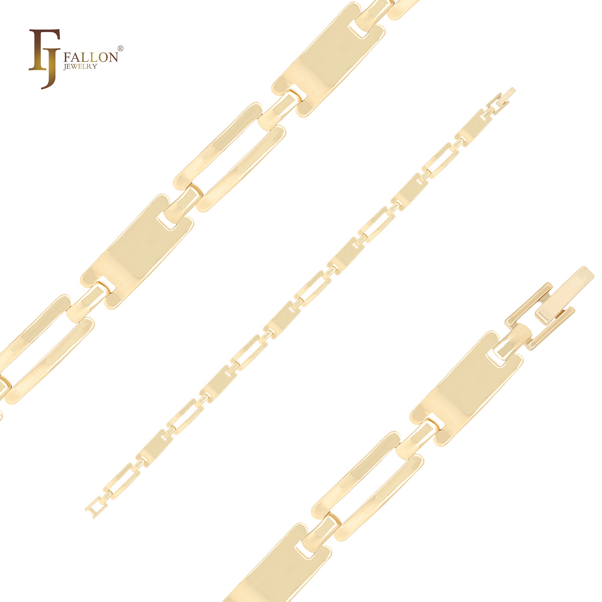 Alternative hollow mixed bar link 14K Gold Bracelets