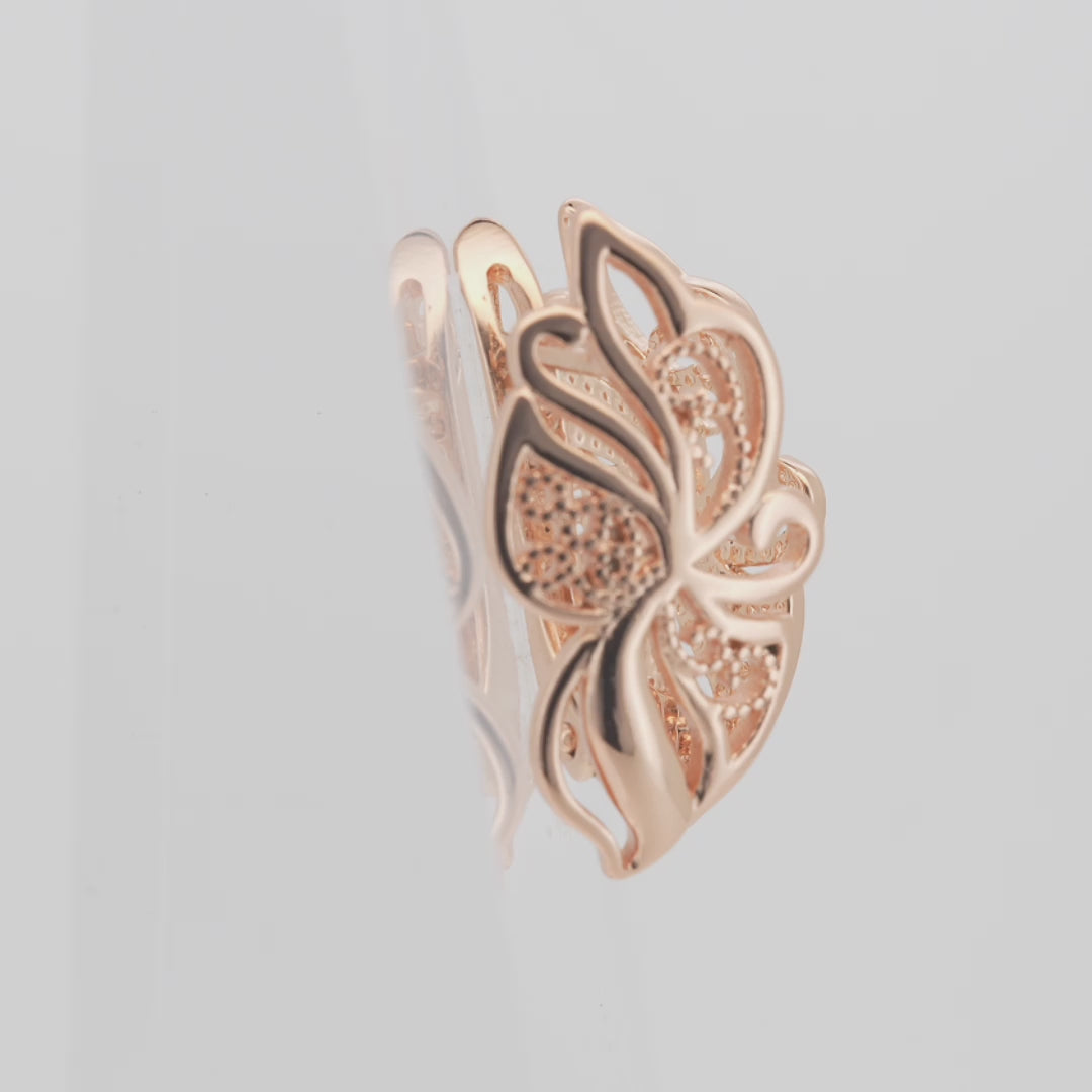 Pendientes flor mariposa en Oro de 14K, baño de Oro rosa colores