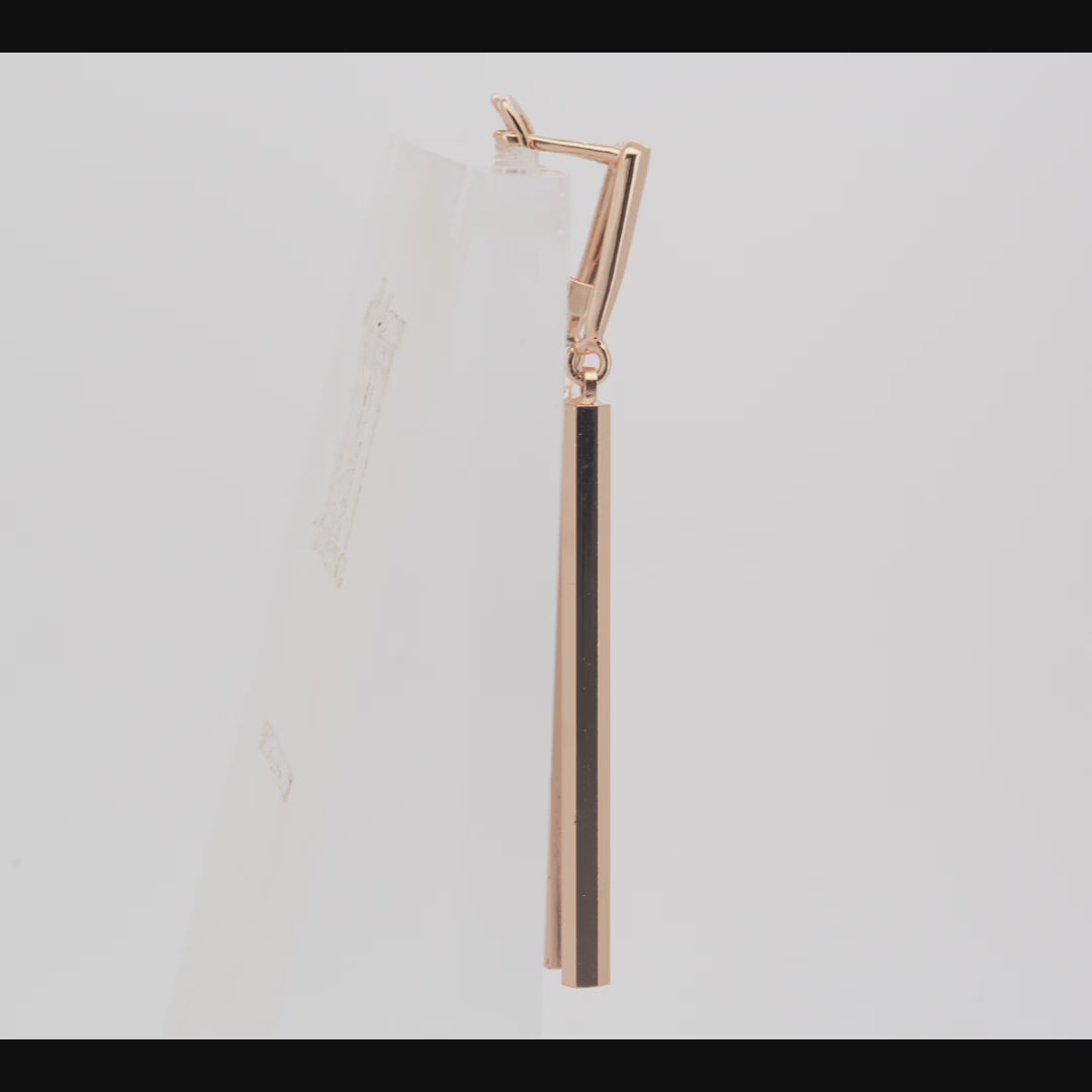 .Long bar drop earrings in 14K Gold, White Gold, Rose Gold plating colors