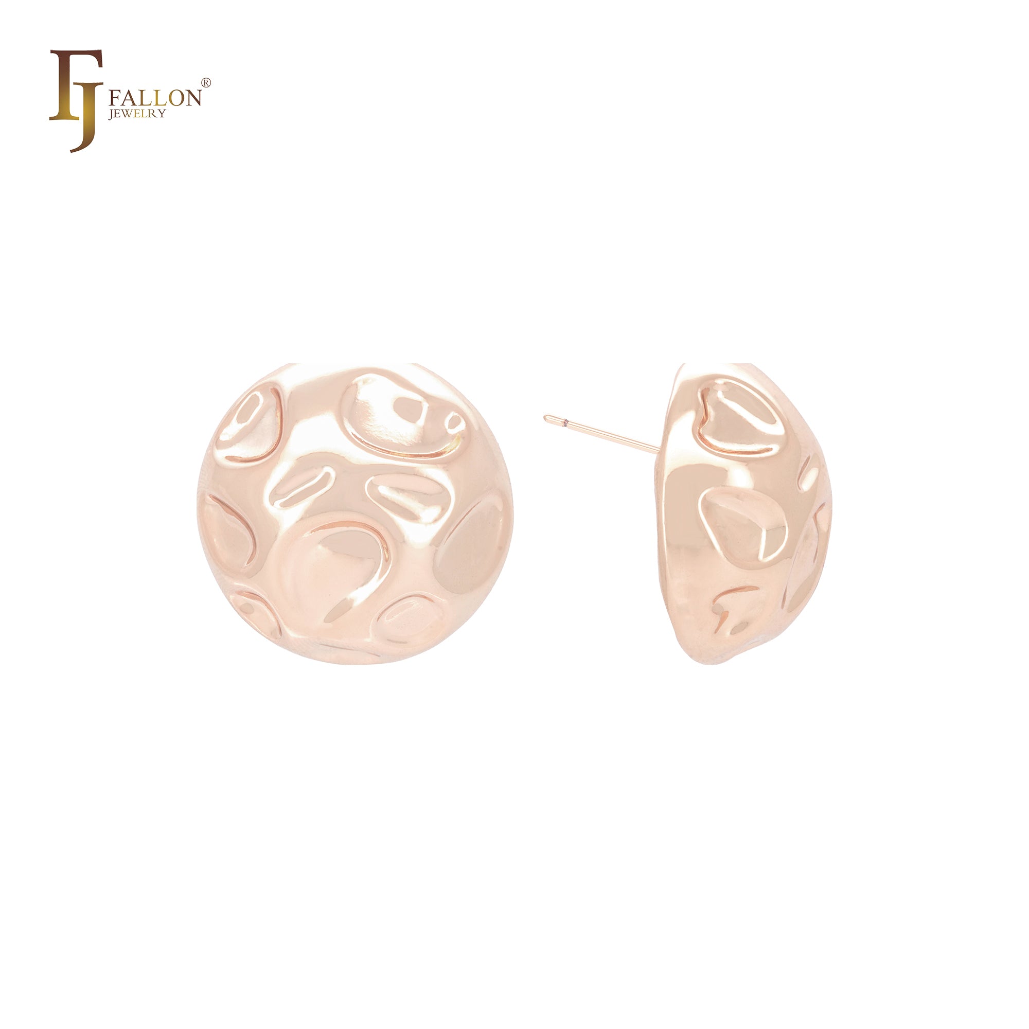 Hearty punched half bead 14K Gold, Rose Gold, White Gold Stud Earrings